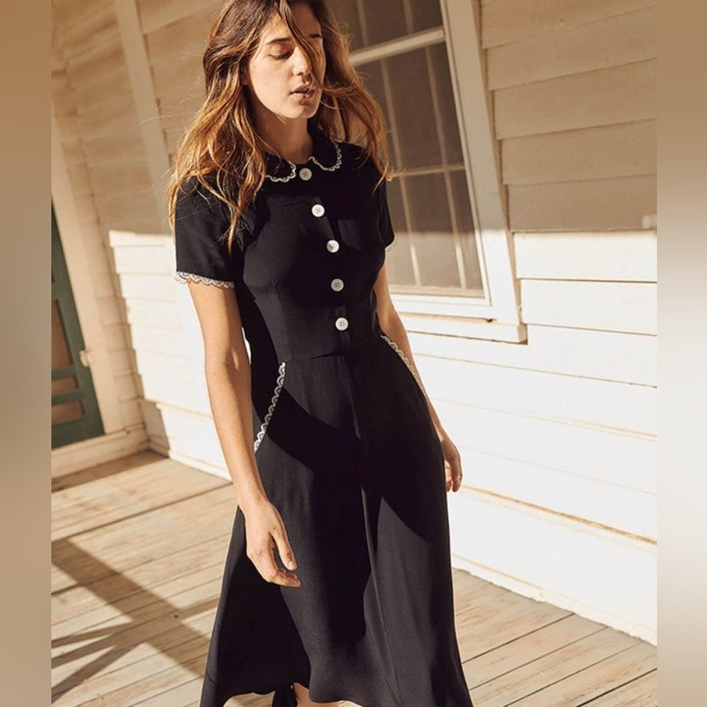 Christy Dawn xs Sebastian Dress Black Noir Wednesday Addams French style